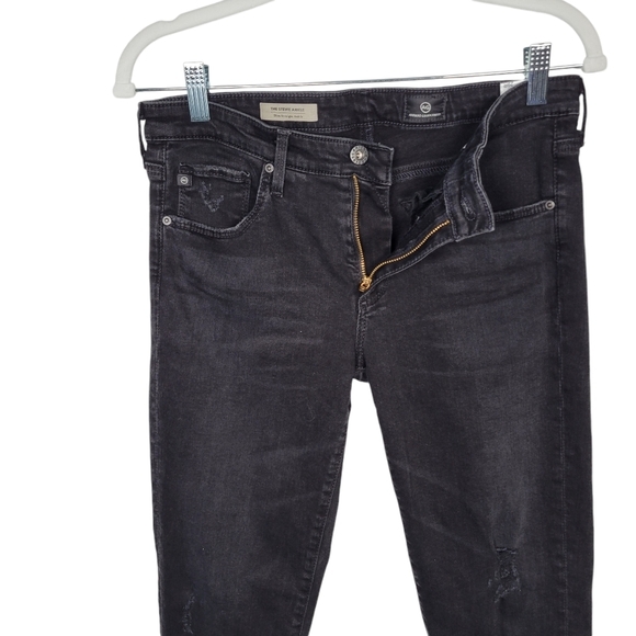 AG Adriano Goldschmied Stevie Ankle Slim Straight Black Jeans Women's Size 29 R - Picture 3 of 9
